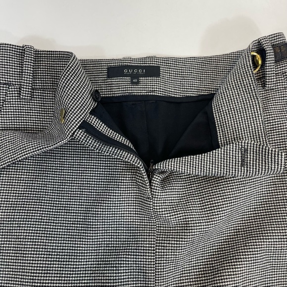 Gucci Vintage Houndstooth Print Tom Ford Era Pencil Skirt Horsebit Gold Buckle 4 - Picture 10 of 10